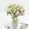 Fleurs décoratives 9 têtes 5 fourchettes lilas bouquet artificiel hydrangea accessoires de décoration de maison diy po accessoires