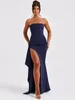 Casual Dresses Mozision Strapless Backless High Split Maxi Dress Women Fashion Off-Shoulder Sleeveless BodyCon Club Party Long Elegant