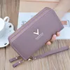 Portefeuille bracelet double fermeture à glissière long portefeuille grande capacité féminine sac à main le support de carte de poche Cartera Mujer.