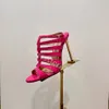 Płynki ozdobne Sandały Stiletto 105 mm skórzane skórzane kostki wąskie sandały opaski Obcasy wieczorne buty damskie luksusowe projektanci sandały TM