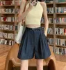 Shorts Belts Belt Office Chic Casual Ladies Ledie a gamba larga femmina dritta 2024 Summer High Waist N982