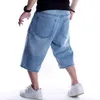 Herren Jeans Übergröße Oversize Casual Sieben-Punkte-Hosen Sommer-Eis-Cool Dünne Shorts Dehnsamer koreanischer Stil Straight Casual Hosen tägliches Outfit Blue 30-46