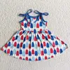 Clothing Sets Fashion Baby Girls Hanging Strap Blue Popsicle Set Wholesale Boutique Children Clothes RTS