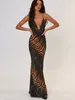 Повседневные платья Элегантное шифоновое леопардовое печатное платье для женщин Сексуальное ремешок без спинки Slim Maxi 2024