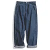 Широкие штаны для ног Маденом 115 унций темно -синие джинсы Негабаритный для мужчин от 28 до 36 мешковатых прямых брюк 240430