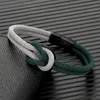 Charm Bracelets Men Women Stylish Two -Toned Bondage Rope Square Knot Bracelet Outdoor Adventure Clim Surf Bracelet With Black 316L Magnet Y240510