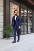 Męskie garnitury moda niebieska formalna mężczyzna ślub Tuxedo Prom Slim Fit Blazers Hombre Wysokiej jakości niestandardowy 3 -częściowy zestaw zestaw Homme