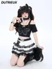 Jupes Summer Femme Sweet mignon simple gothique japonais 2024 Lace Girl Casual High Taist Jupe pour Lady Fashion