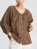 Blouses voor dames oversized boeren shirt blouse dames lantaarn mouw katoenen franse stijl knop omlaag tops lichtgewicht