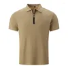 Herren T-Shirts Herren Polo Reißverschluss Kurzarm Hals T-Shirt Tipping Collar Business Casual Sports Shirt Sommertops Bluse Mode Kleidung