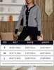 Women's Plus Size Sweaters women's cardigan sweater with button up short plaid sweater round neck long sleeved plaid knit top Fashion top