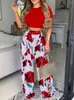 Pantalon de deux pièces pour femmes sexy ultra court top set d'été de mode imprimé de la mode