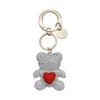Keychains Lonyards en céramique boue complète Diamond Ted Bear Keychain Metal grand anneau circulaire Migne Doll Cartoon Kewchain Girl Small Gift J240509