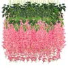 Dekorativa blommor 12st konstgjorda bönor wisteria lång sträng av växter rotting vägg hängande bröllopsdekorationer