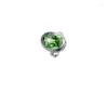 Anéis de cluster 925 Sterling Silver Oval Oval Face Emerald Zircão Open Ring Anel Feminino Estilo