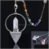 Pendant Necklaces Reiki Healing 7 Chakra Natural Stone Pendum For Dowsing Hexagonal Prism Pyramid Tiger Eye Pink Crystal Ame Dhgarden Dhesg