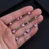 Nipple Rings A Pair Cute Heart Dangled Nipple Piercings Barbell for Women Pink Color Moon Butterfly Shaped Sexy Nipple Rings Shield Bar Sets Y240510
