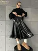 Jupes Clove mode noir pu cuir jupe féminin élégant haute taille de cheville
