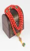 Sennier 108 Rode koraalarmband natuursteen kralen mala ketting boeddhistische gebed rozenkrans streng armbanden boeddha meditatie y20010730453355