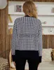 Women's Plus Size Sweaters women's cardigan sweater with button up short plaid sweater round neck long sleeved plaid knit top Fashion top