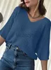 Women's Plus Size Sweaters Women's 2024 Summer and Spring Casual 3/4 Sleeves Solid Color V-Neck Loose Pullover Knitted Autumn Sweater Top Fashion top