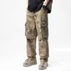 Men's Pants Desert Camouflage Overall Mens 2024 New Loose Straight Fashion Mens High end Street Korean Casual PantsL2405