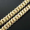 13mm 16 "18" 20 "22" ECED Out Bling Bling Messing Cuban Link Chain Hip Hop Micro Pave Kette Halskette Schmuck für Männer