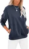 Women's T Shirt Tees Women's Casual Long sleeved Color Block/Solid Top Round Neck Sweatshirt Cute Loose Pullover with Pockets Plus Size tops