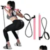 Widerstandsbänder tragbare Yoga Pilates Bar Stick mit Band Home Gym Muscle Toning Fitness Dehnen Sportkörper Training Übung Drop Dhgya