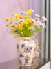 Vases American Light Luxury Ceramic Vase Decoration Creative Living Room Porch TV Cabinet Wine Flower Arrangement E