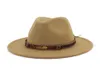 Mode filt hatt cool design nationell stil läderband kvinnor män bred brim bowler derby jazz etnic fedora hatt panama gambler h2994145