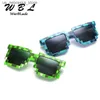 Sunglasses WarBLADE Fashion Childrens Square Mosaic Boys and Girls Glasses with Case Sun Pixels Q240410