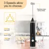 USB Rechargeable Electric Handheld Milk Frother With 3 Heads Foamer Maker 3 Adjustable Speeds Mini Drink Mixer Blender For Bulletproof Coffee/ Latte/Hot Chocolate