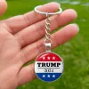 Trump 2024 Flag Keychain Save America Again à nouveau créative Glass Cabochon Pendant Pendants Clées Chains pour hommes Femmes Cèche