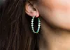 Bohemia Gold Color Large Circle C Shaped Hoop Earrings Fashion Green Blue Opal Teardrop Stone Earrings for Women8183468