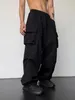 Trendy Y2K Solid Cargo Pants Mens Multi Flap Kieszonkowe spodnie luźne swobodne prace na świeżym powietrzu na zewnątrz streetwear 240422