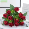 Decorative Flowers Simulation Fake Flower Rose Wedding Table Home Decoration Korean Small Clear Bouquet 5 Fork 11