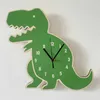 Horloges murales garçons chambre horloge murale dessin animé dinosaure pour enfants décoration en bois silencieux maison Q240509