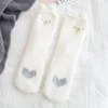 Women Socks Lovely For Kawaii Thicken Cashmere Middle Tube Sweet Girls Soft Warm Outwear Floor Wear