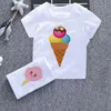 T-Shirts Cartoon süßer Junge und Mädchen T-Shirts Spaß Eis Babykleidung Harajuku Design Kinder runden Hals weiß New Childrens Shirt2405