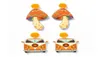 Stud Lovely Colorful Cartoon Mushroom And Trip Car With Flowers UV Print Acrylic Orange Earrings For WomenStud7321511