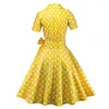 パーティードレスプラスサイズ4XLレトロドレス50S 60S 60S VINTAGE ROCKABILLY SWING FEMININO VESTIDOS vネック半袖ポルカドットコットン