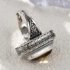 Pierścienie klastra s925 srebrne srebro dla kobiet mężczyzn mody ręcznie robiony wzór naturalny ametyst żółtej kryształowej biżuterii