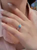 Cluster Rings Factory Pure 925 Серебряное женское кольцо, инкрустированное овальным синим опалом и небольшим цирконом простые дизайны модный стиль