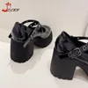 Chaussures habillées Black Super High Talons Chunky Platform Mary Jane Femmes Design Round Toe Talons épais Pompes Gothic Lolita