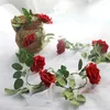 Flores decorativas Simulação de seda Rosas falsas Decoração de arco de casamento Vine