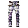 Herrenkrawatte und Farbstoff Denim Jeans Trendy Y2k Fancy Colored Purple Printed Hosenhosen 240509