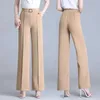 Women's Pants Capris Classic Chiffon High Waist Wide Leg Pants Office Womens Loose Thin Black Trousers New Formal Fashion Pantalones De Mujer Cintura AltL2405