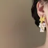 Boucles d'oreilles en peluche vintage en métal naturel en pierre de graphique perles de cordes de gratte