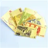 Party Favor 7pcs Notes commémoratives Gold Plated Dollar Euros Fake Money Quality Gifts Collection Decoration Drop Livrot Home G DHCCS